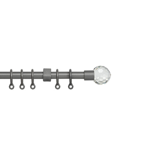 Speedy Simply Acrylic Ball 13/16mm Extendable Metal Curtain Pole - Silver