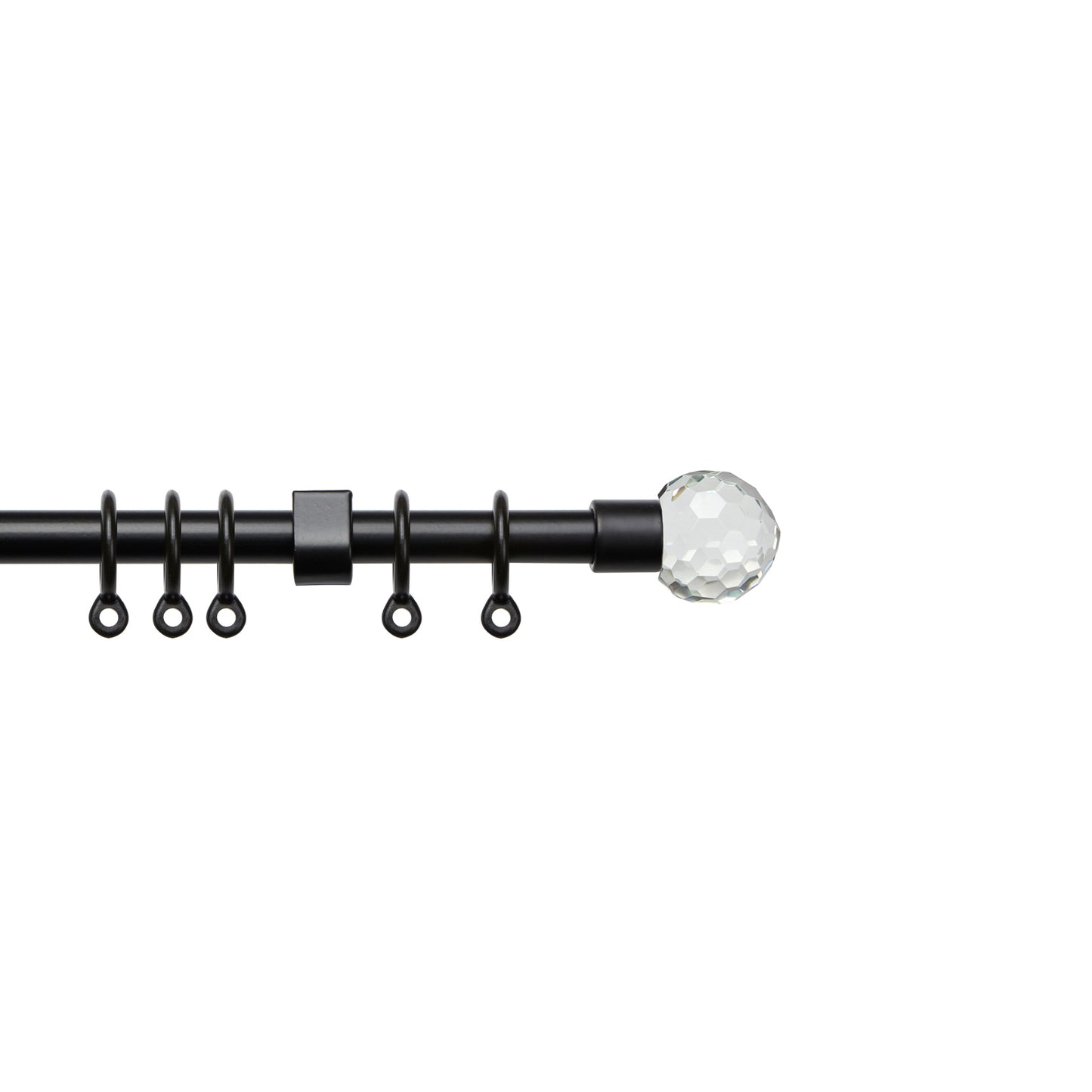 Speedy Simply Acrylic Ball 13/16mm Extendable Metal Curtain Pole - Black