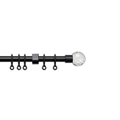 Speedy Simply Acrylic Ball 13/16mm Extendable Metal Curtain Pole - Black