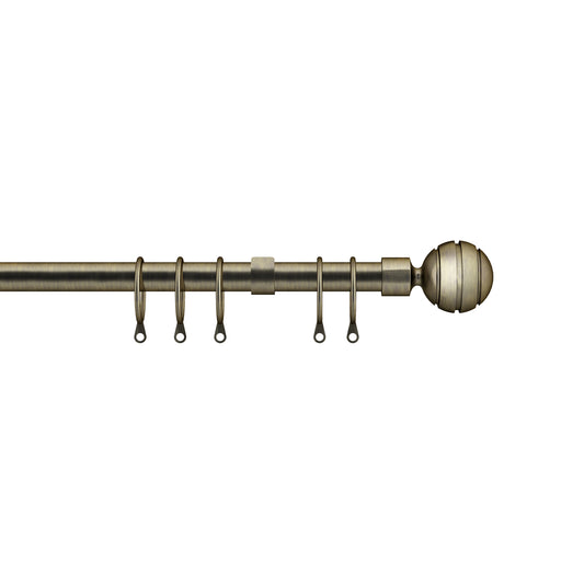 Speedy Sliced Ball 16/19mm Extendable Metal Curtain Pole - Antique Brass