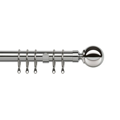 Speedy Pristine Ball 25/28mm Extendable Metal Curtain Pole - Chrome