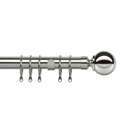 Speedy Pristine Ball 25/28mm Extendable Metal Curtain Pole - Chrome