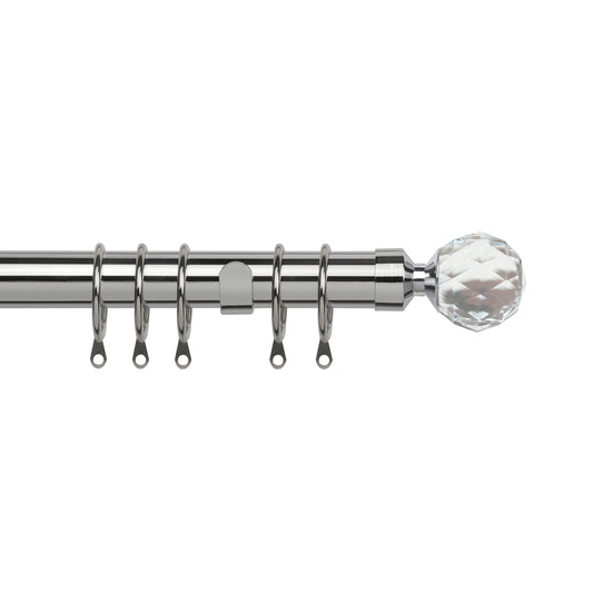 Speedy Pristine Crystal 25/28mm Extendable Metal Curtain Pole - Chrome
