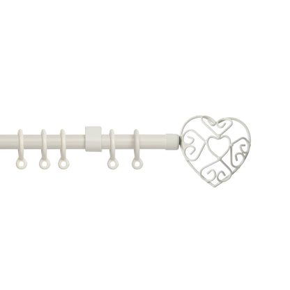 Speedy Heart 13/16mm Extendable Metal Curtain Pole - Cream