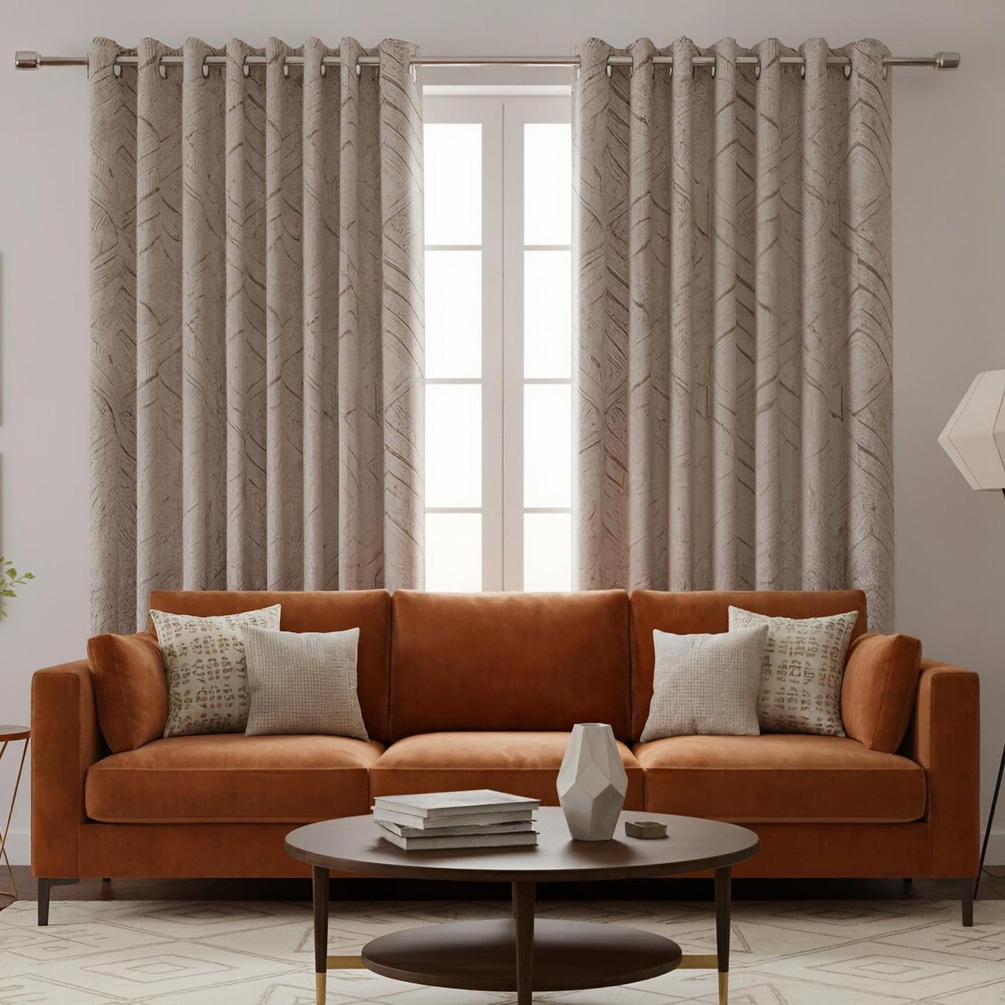Alan Symonds Aztec Blackout Eyelet Curtains - Rust