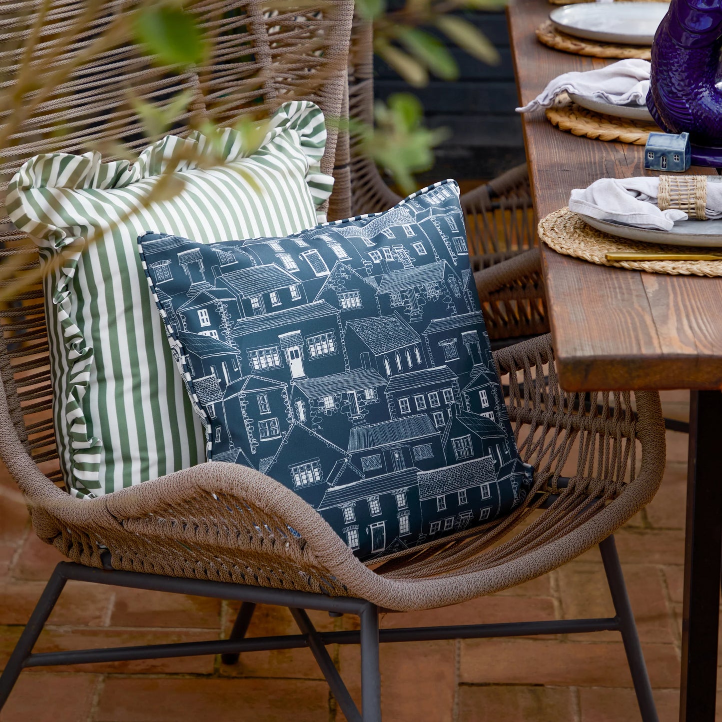 Wylder Abersoch Town Outdoor Cushion - Sail Blue