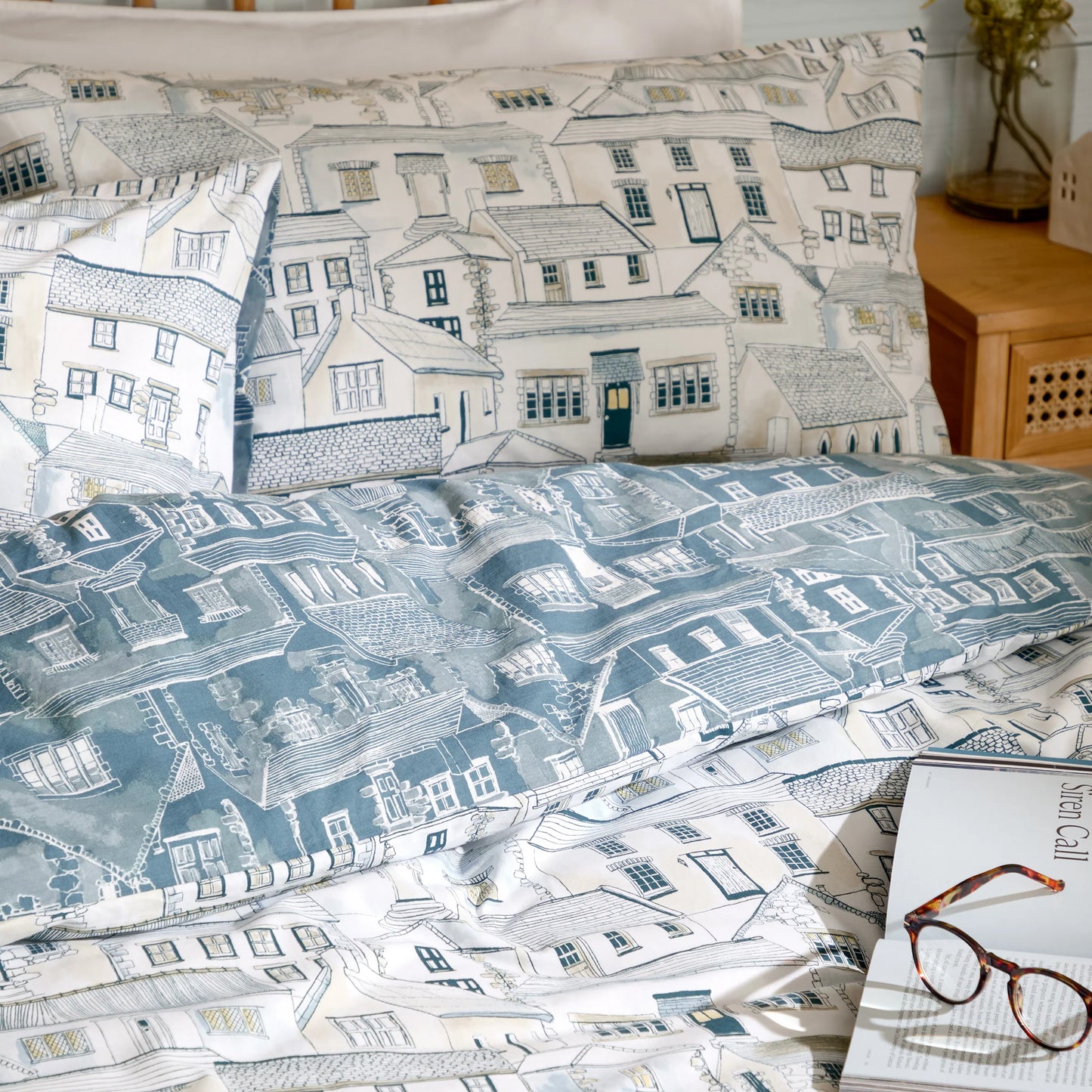 Wylder Abersoch Town Duvet Cover Set - Sea Blue