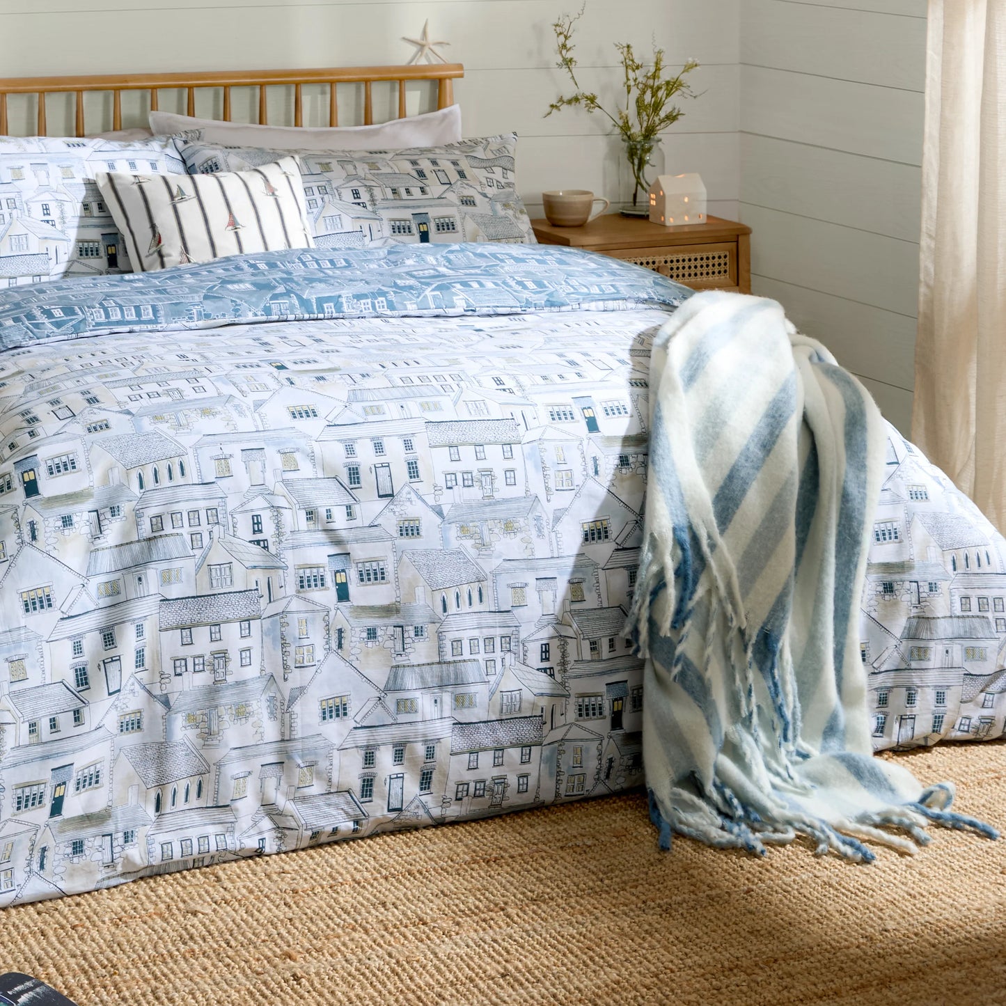 Wylder Abersoch Town Duvet Cover Set - Sea Blue