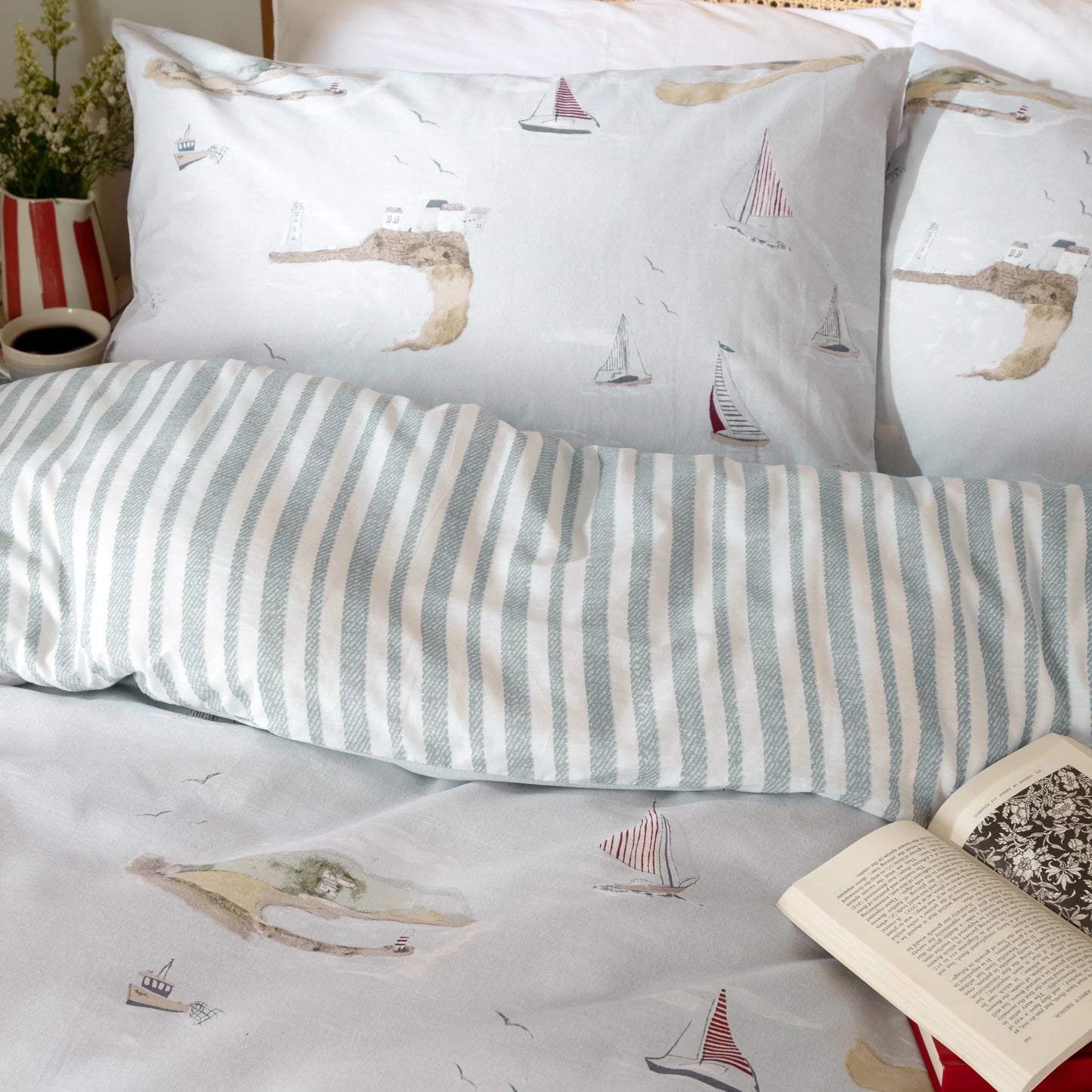 Wylder Abersoch Shore Duvet Cover Set - Sky Blue
