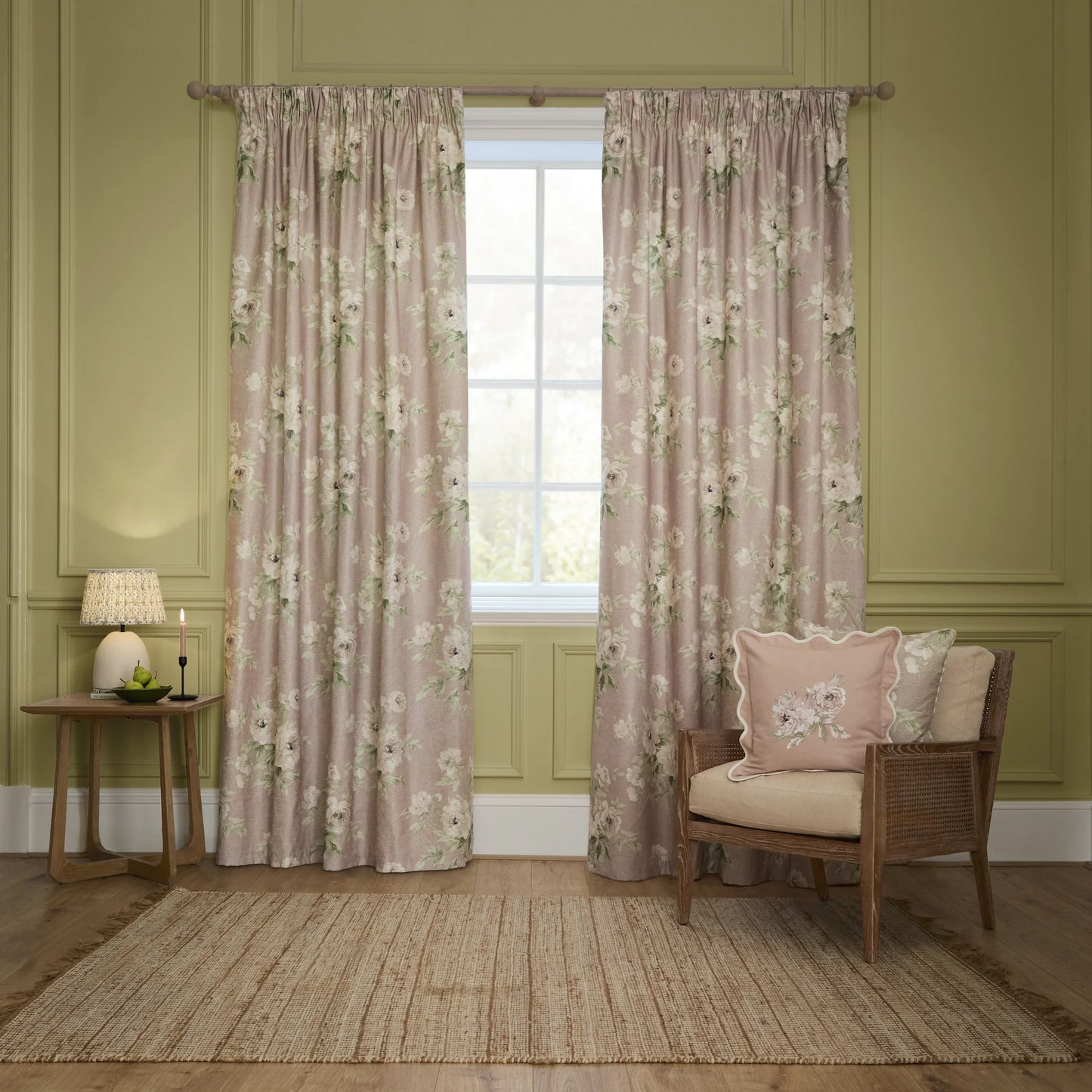 Sanderson Adele Pencil Pleat Curtains - Rose