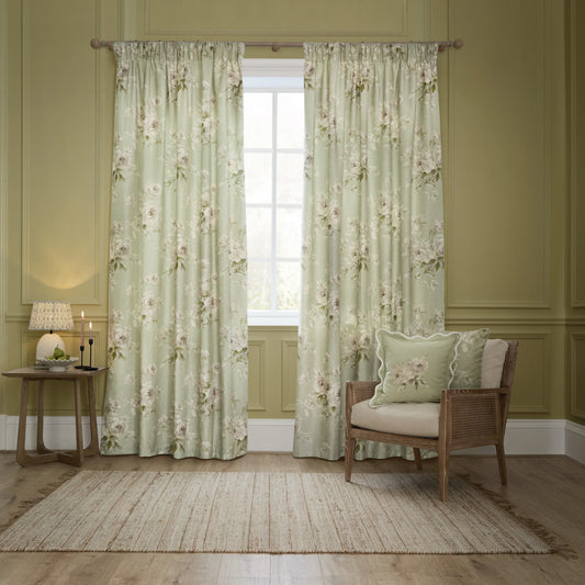 Sanderson Adele Pencil Pleat Curtains - Sage