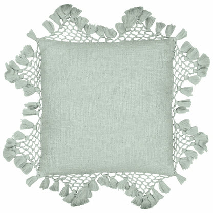 Yard Anko Macrame Tassel Trim Cushion - Eucalyptus