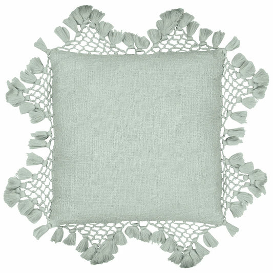 Yard Anko Macrame Tassel Trim Cushion - Eucalyptus