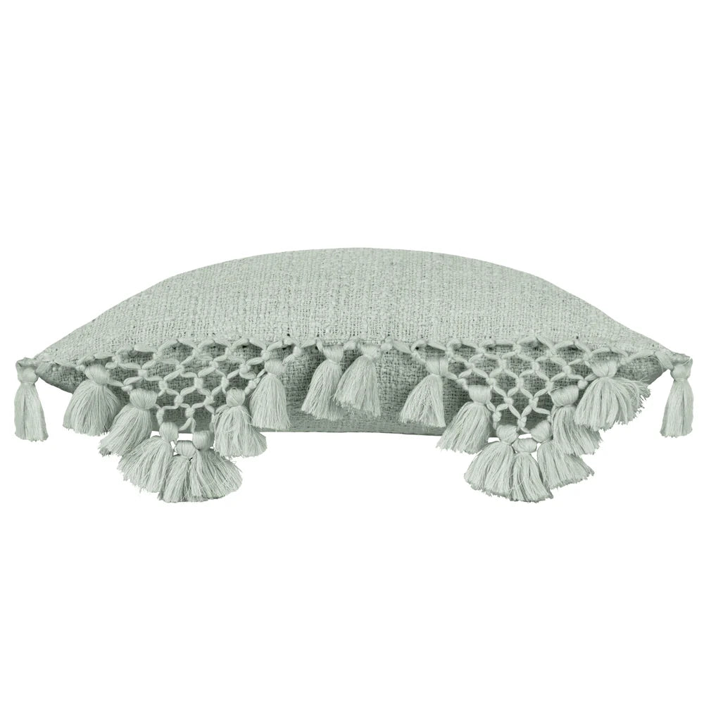 Yard Anko Macrame Tassel Trim Cushion - Eucalyptus