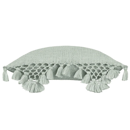 Yard Anko Macrame Tassel Trim Cushion - Eucalyptus