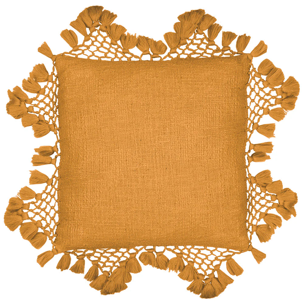 Yard Anko Macrame Tassel Trim Cushion - Ginger