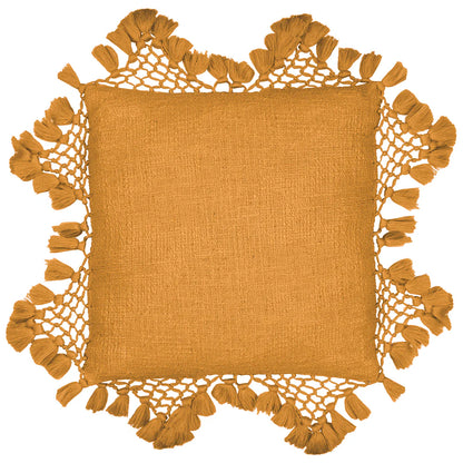 Yard Anko Macrame Tassel Trim Cushion - Ginger