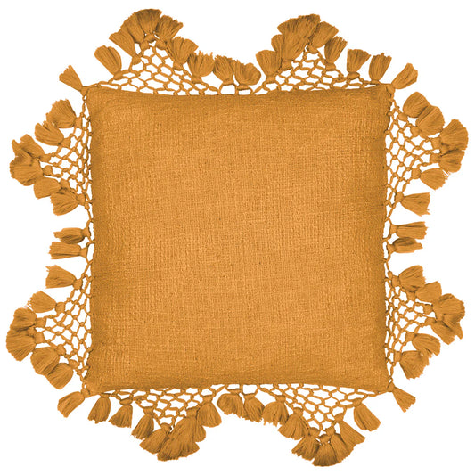 Yard Anko Macrame Tassel Trim Cushion - Ginger