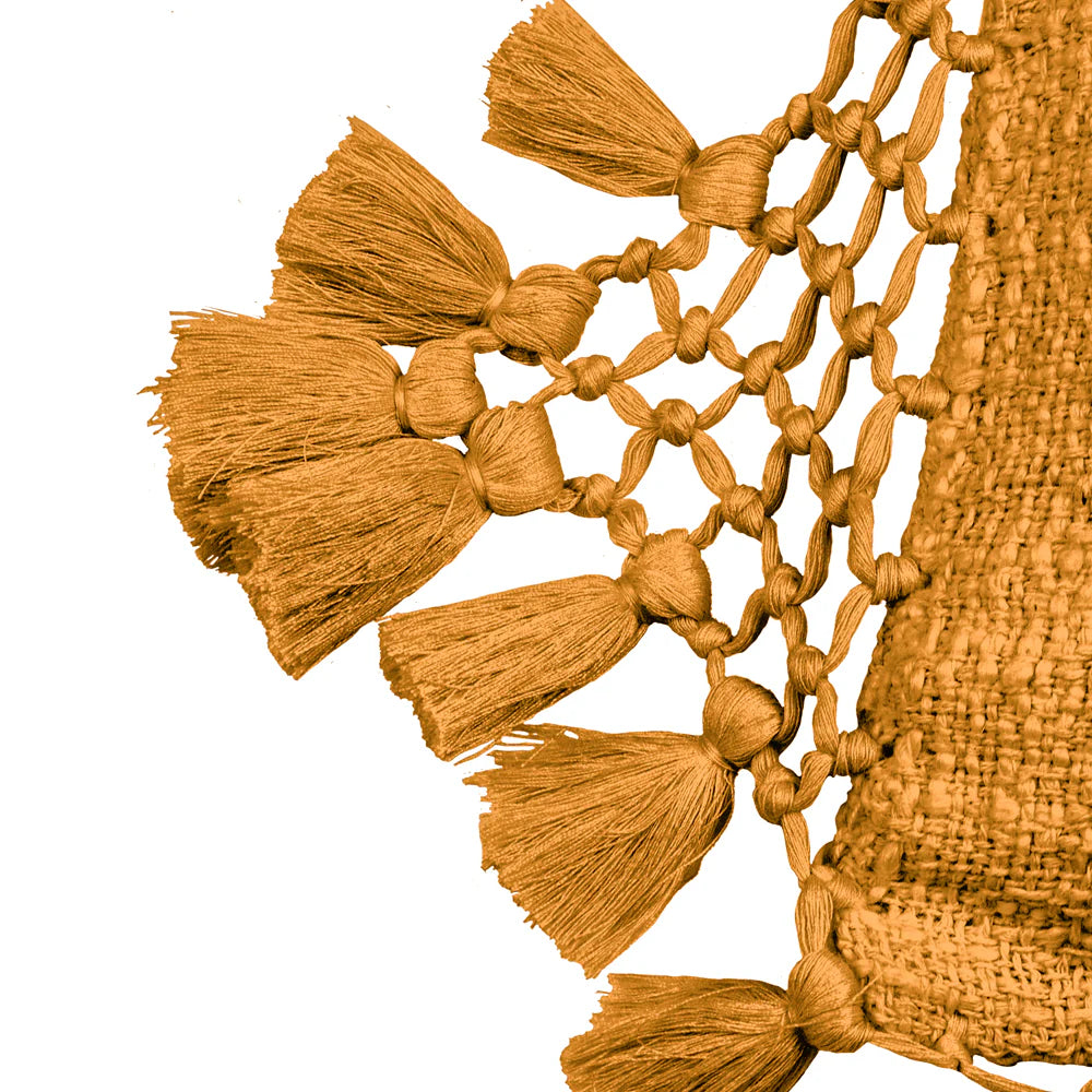 Yard Anko Macrame Tassel Trim Cushion - Ginger