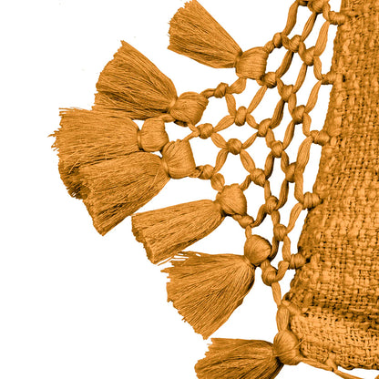 Yard Anko Macrame Tassel Trim Cushion - Ginger