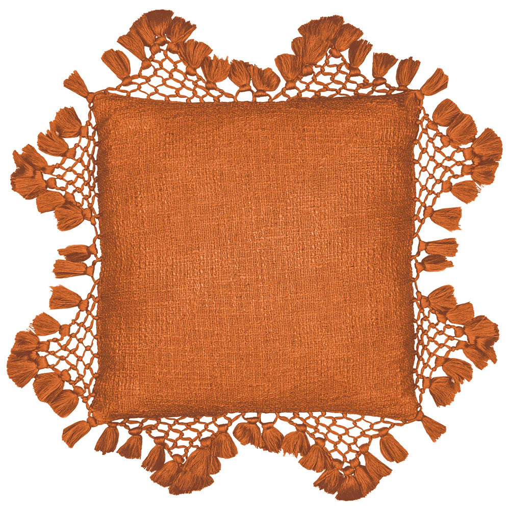 Yard Anko Macrame Tassel Trim Cushion - Pecan