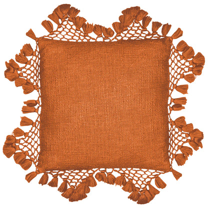Yard Anko Macrame Tassel Trim Cushion - Pecan