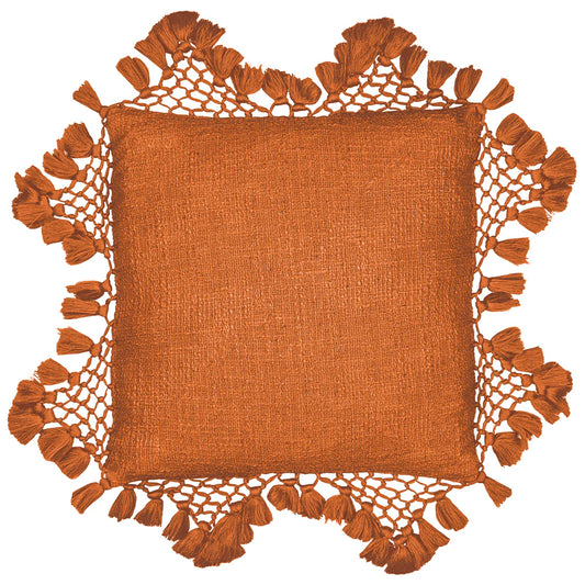 Yard Anko Macrame Tassel Trim Cushion - Pecan