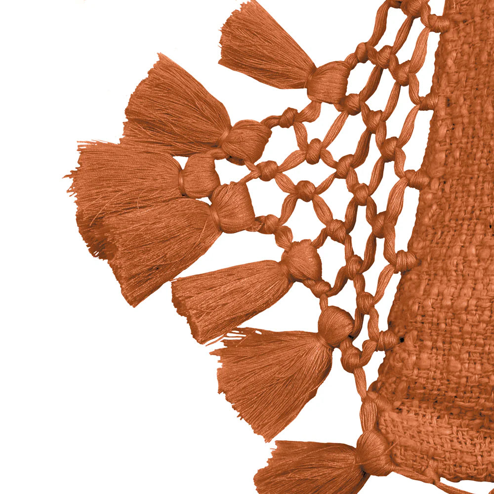 Yard Anko Macrame Tassel Trim Cushion - Pecan