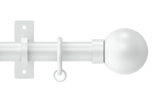 Hallis Arc Ball 25mm Metal Curtain Pole - China White