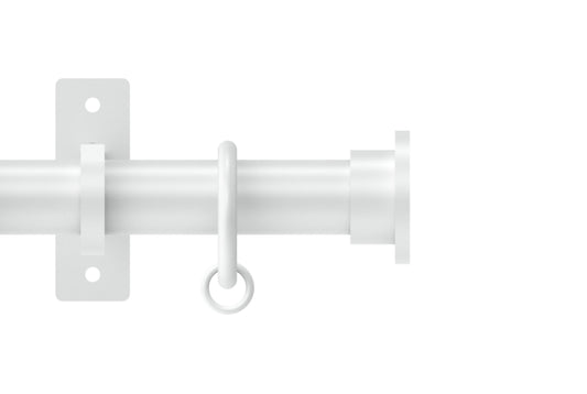 Hallis Arc Disc 25mm Metal Curtain Pole - China White