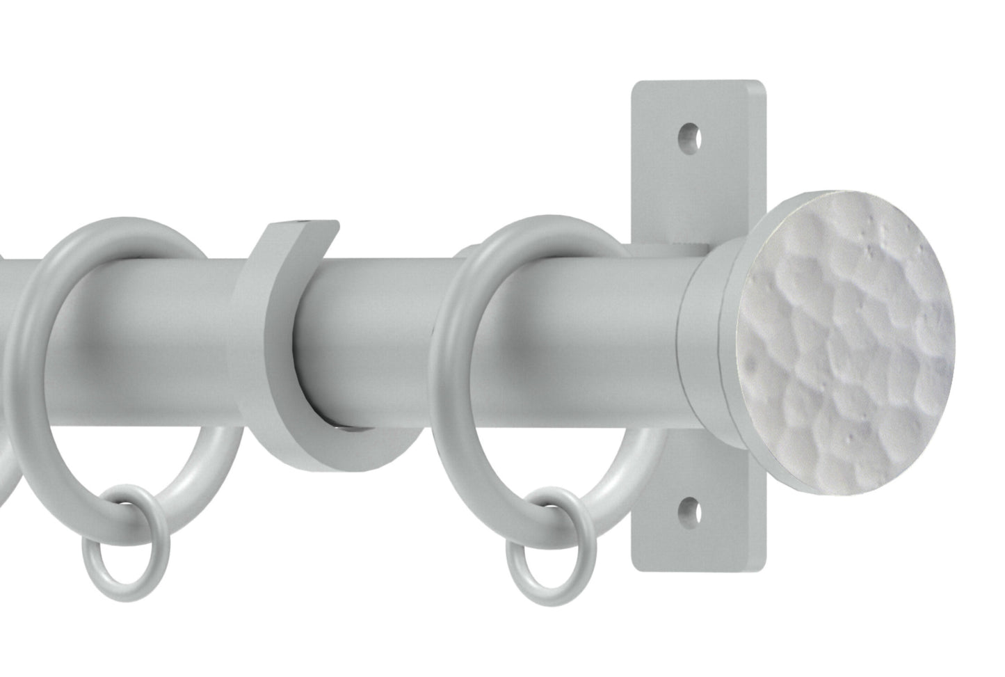 Hallis Arc Hammered Disc 25mm Metal Curtain Pole - China White