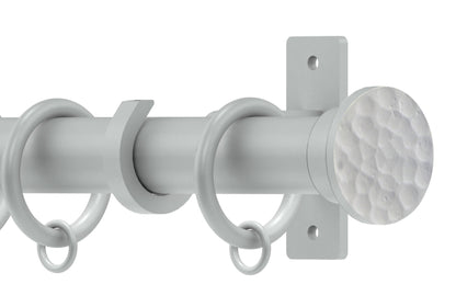 Hallis Arc Hammered Disc 25mm Metal Curtain Pole - China White