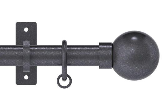 Hallis Arc Ball 25mm Metal Curtain Pole - Gunmetal