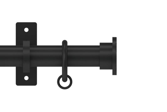 Hallis Arc Hammered Disc 25mm Metal Curtain Pole - Soft Black
