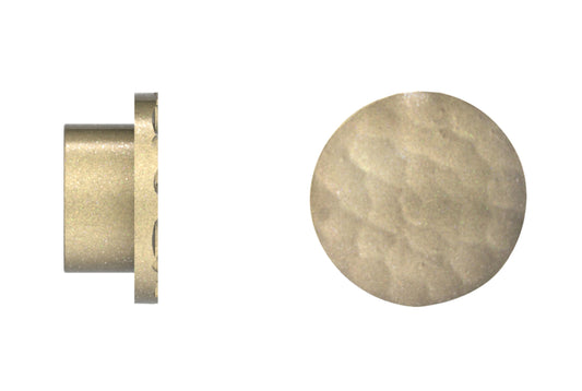 Hallis Arc 25mm Metal Curtain Pole Hammered Disc Finial - Soft Brass