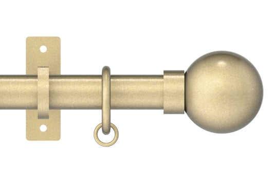 Hallis Arc Ball 25mm Metal Curtain Pole - Soft Brass