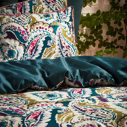 Edinburgh Weavers Aretha Paisley Duvet Cover Set - Teal/Olive