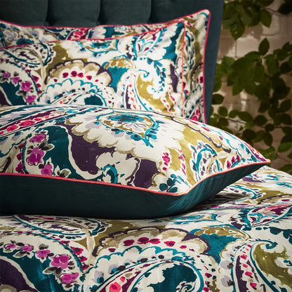 Edinburgh Weavers Aretha Paisley Duvet Cover Set - Teal/Olive