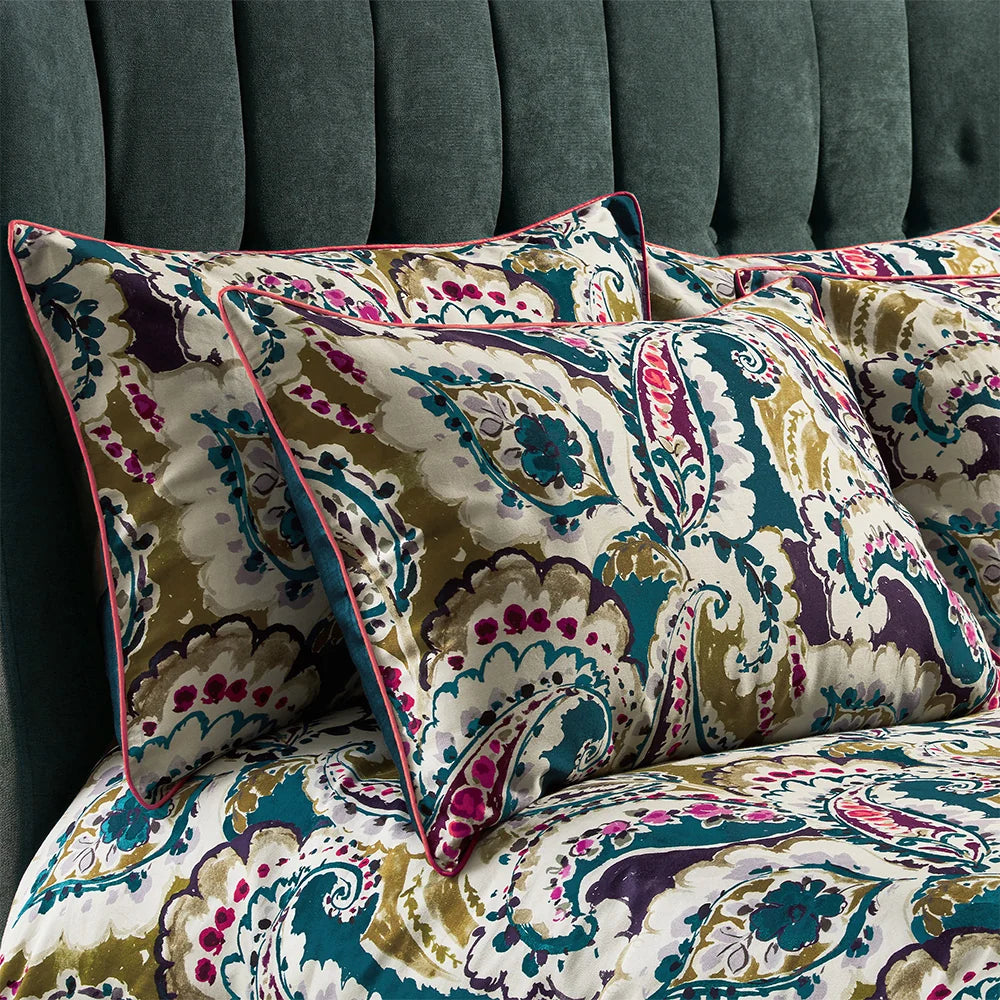Edinburgh Weavers Aretha Paisley Duvet Cover Set - Teal/Olive