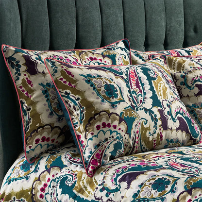 Edinburgh Weavers Aretha Paisley Duvet Cover Set - Teal/Olive