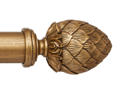 Hallis Ashbridge Kew 45mm Wooden Curtain Pole Finial - Baroque Gold