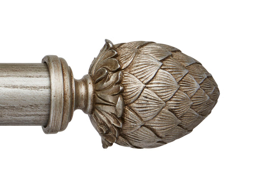 Hallis Ashbridge Kew 45mm Wooden Curtain Pole Finial - Baroque Silver