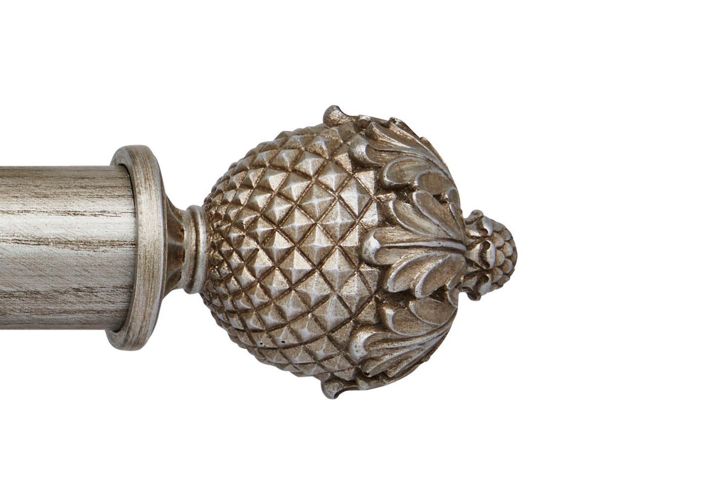 Hallis Ashbridge Botanical 45mm Wooden Curtain Pole Finial - Baroque Silver