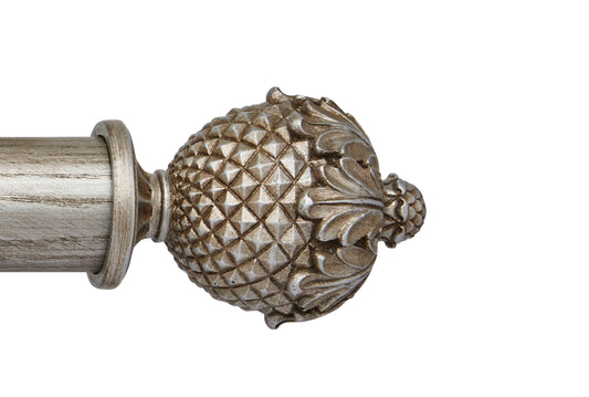 Hallis Ashbridge Botanical 45mm Wooden Curtain Pole Finial - Baroque Silver