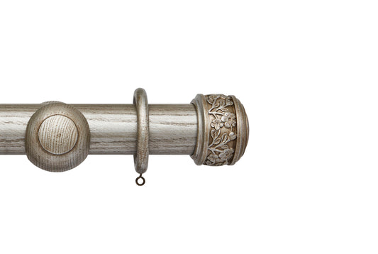Hallis Ashbridge Claremont 45mm Wooden Curtain Pole - Baroque Silver