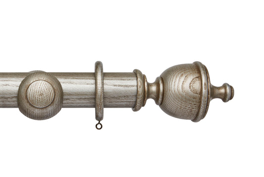 Hallis Ashbridge Chatsworth 45mm Wooden Curtain Pole - Baroque Silver