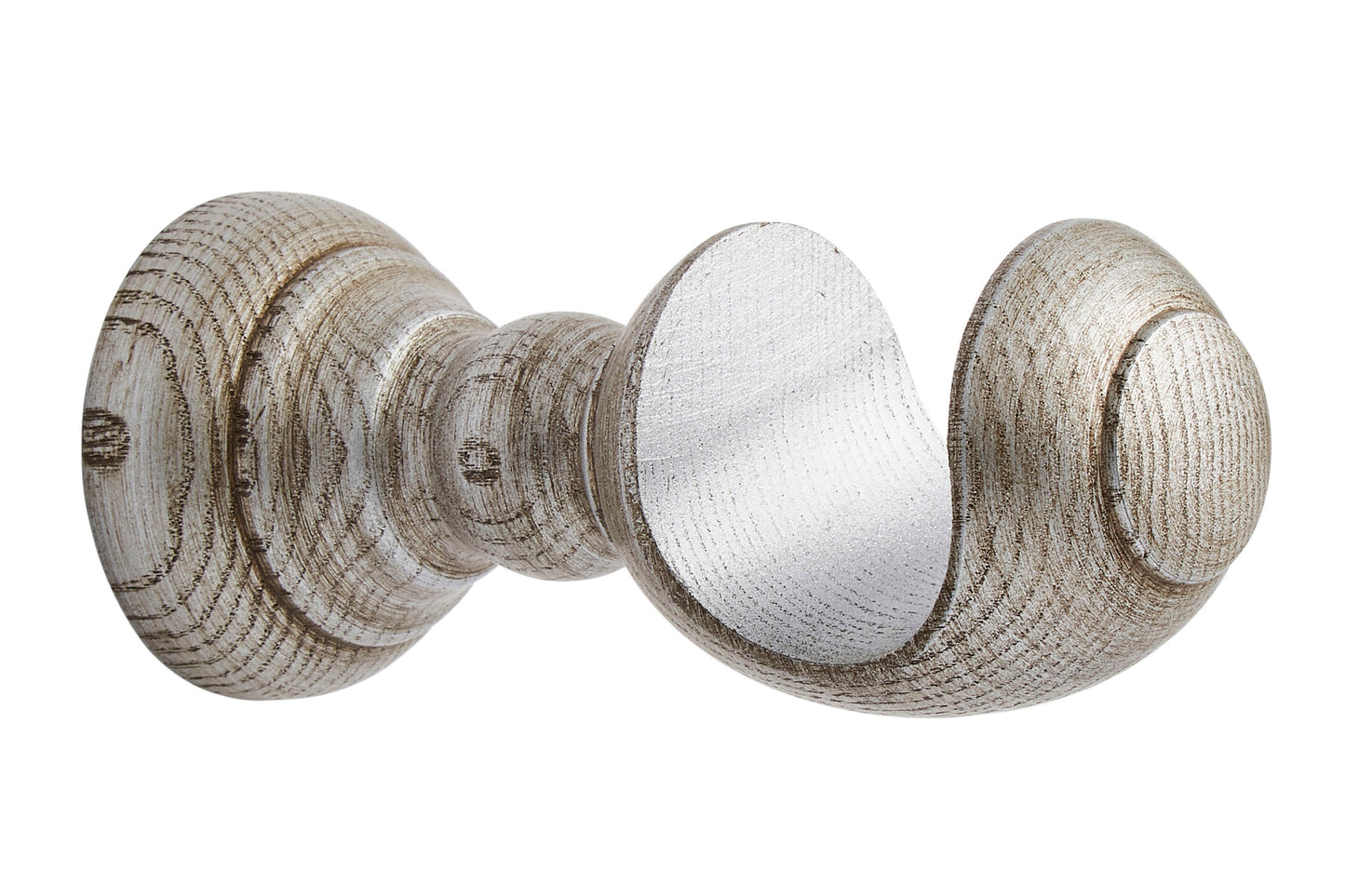 Hallis Ashbridge 45mm Wooden Curtain Pole Cup Bracket - Baroque Silver