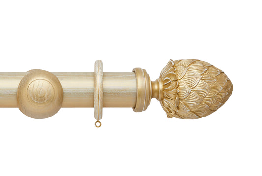 Hallis Ashbridge Kew 45mm Wooden Curtain Pole - Gold Over White