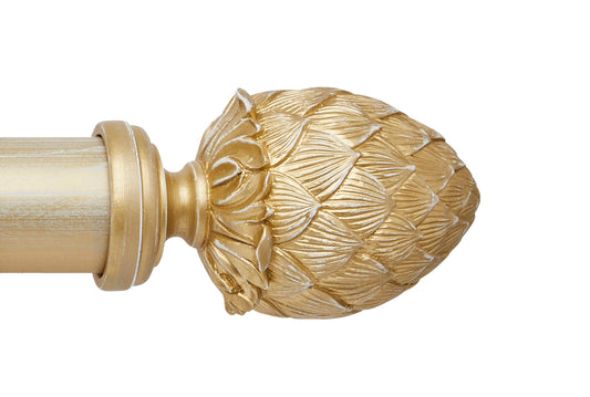 Hallis Ashbridge Kew 45mm Wooden Curtain Pole Finial - Gold Over White