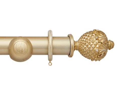 Hallis Ashbridge Botanical 45mm Wooden Curtain Pole - Gold Over White